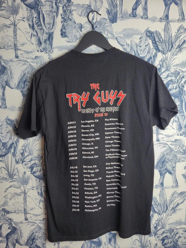 T-shirt Try Guys Legends of the Internet Tour 2019 Noir M Mixte
