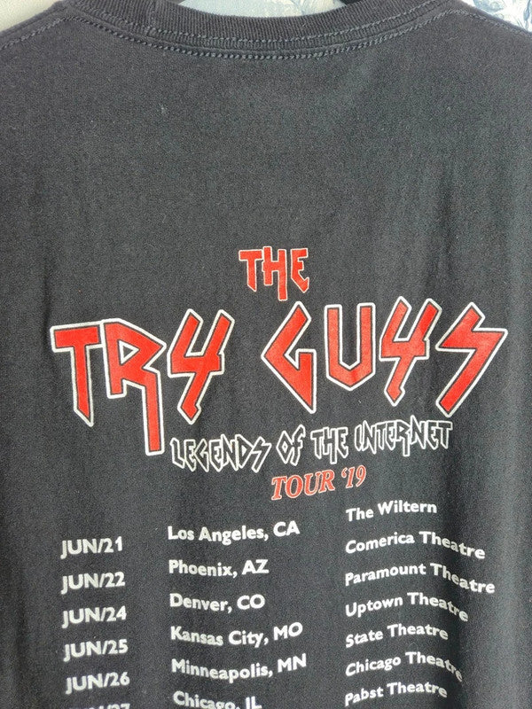 T-shirt Try Guys Legends of the Internet Tour 2019 Noir M Mixte