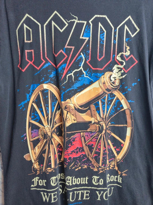 T-shirt Ac/dc New Type System Noir Style Rock Vintage Taille L