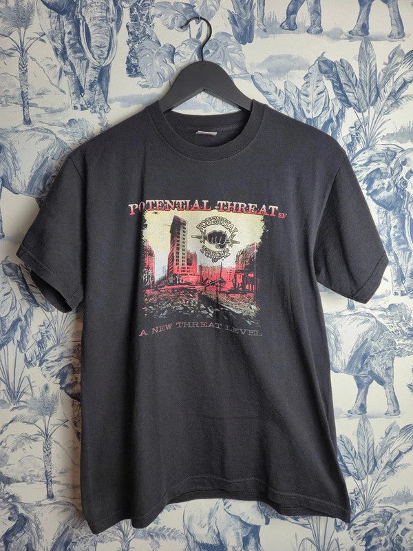 T-shirt Fruit of the Loom Potential Threat Sf Band Tour 2011 Gris Vintage M