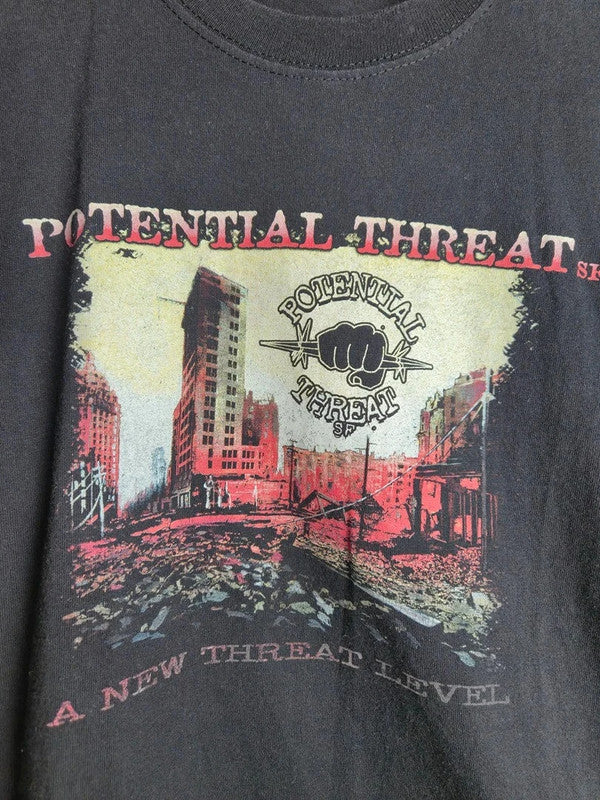 T-shirt Fruit of the Loom Potential Threat Sf Band Tour 2011 Gris Vintage M