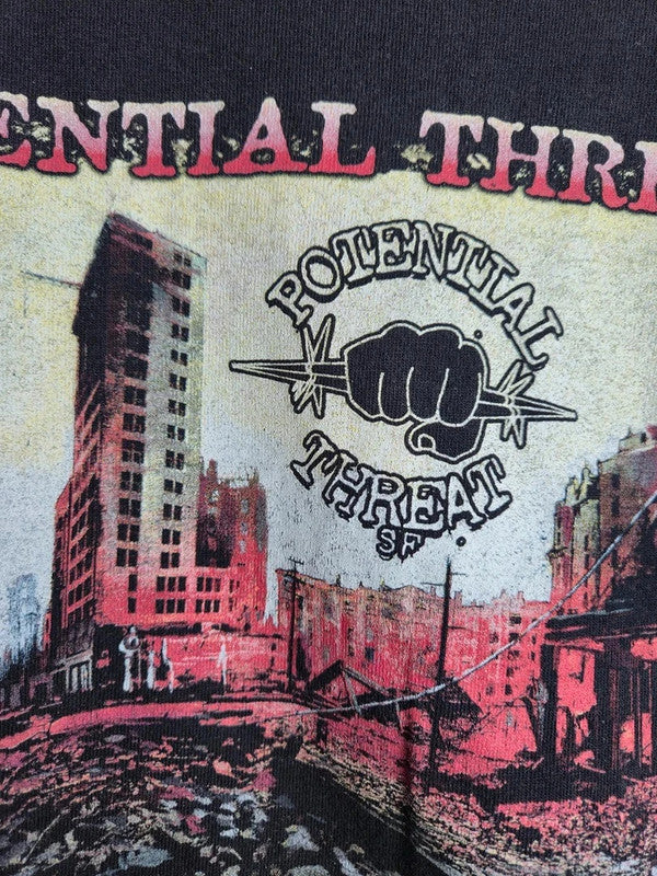 T-shirt Fruit of the Loom Potential Threat Sf Band Tour 2011 Gris Vintage M