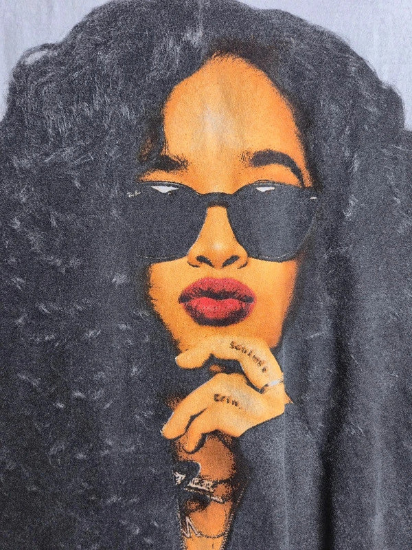 T-shirt H.e.r. blanc imprimé portrait style vintage rap tee M