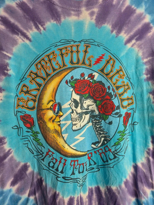 T-shirt Liquid Blue Grateful Dead Fall Tour 89 Tie Dye M Bleu