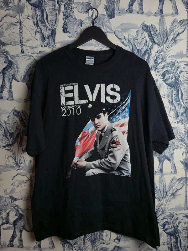 T-shirt Elvis Presley Vintage 2010 Gildan Xl Noir Rock Collector
