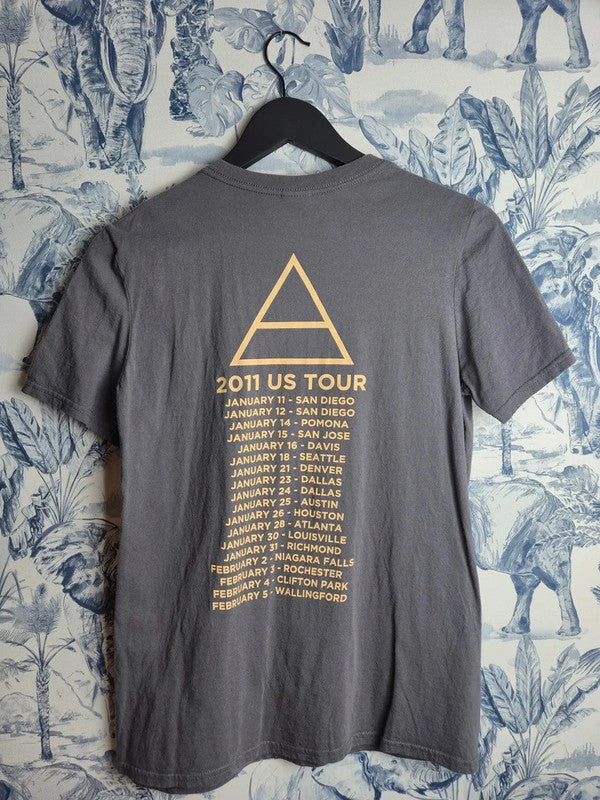 T-shirt Thirty Seconds to Mars Tour 2011 Gildan Gris Taille S Merch Rock