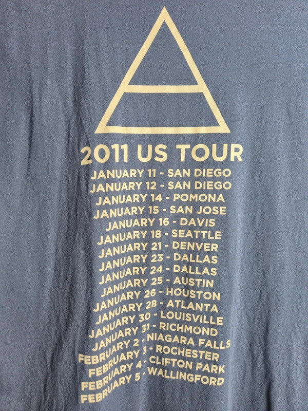 T-shirt Thirty Seconds to Mars Tour 2011 Gildan Gris Taille S Merch Rock