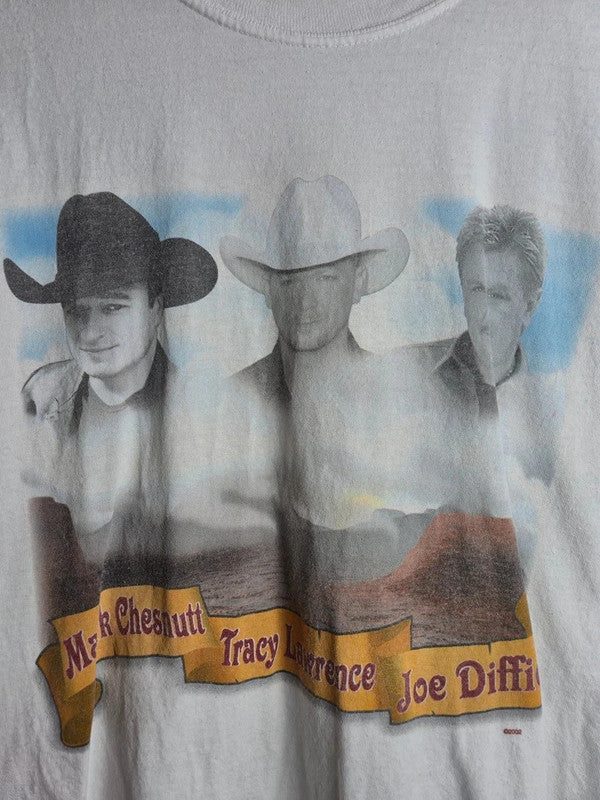 T-shirt Vintage Gildan 2002 Rockin' Roadhouse Tour Musique Country Blanc Taille L