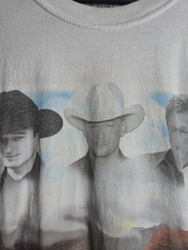 T-shirt Vintage Gildan 2002 Rockin' Roadhouse Tour Musique Country Blanc Taille L