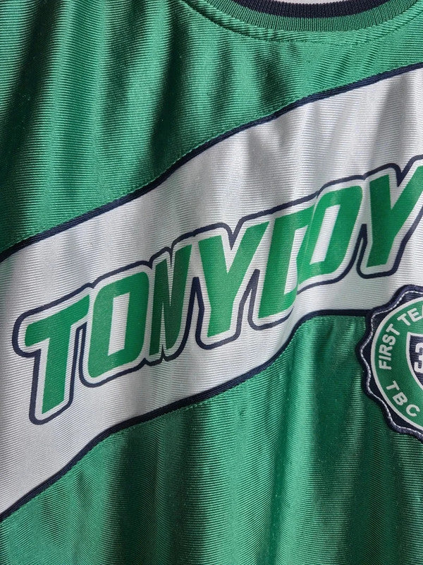 Maillot de foot Tonyboy Vintage Vert et Blanc Style Sportswear Taille S