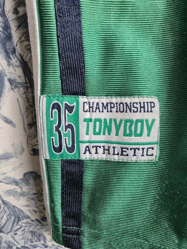 Maillot de foot Tonyboy Vintage Vert et Blanc Style Sportswear Taille S