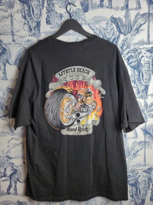 T-shirt Vintage Hard Rock Cafe Myrtle Beach Bike Week 2005 Noir 2xl