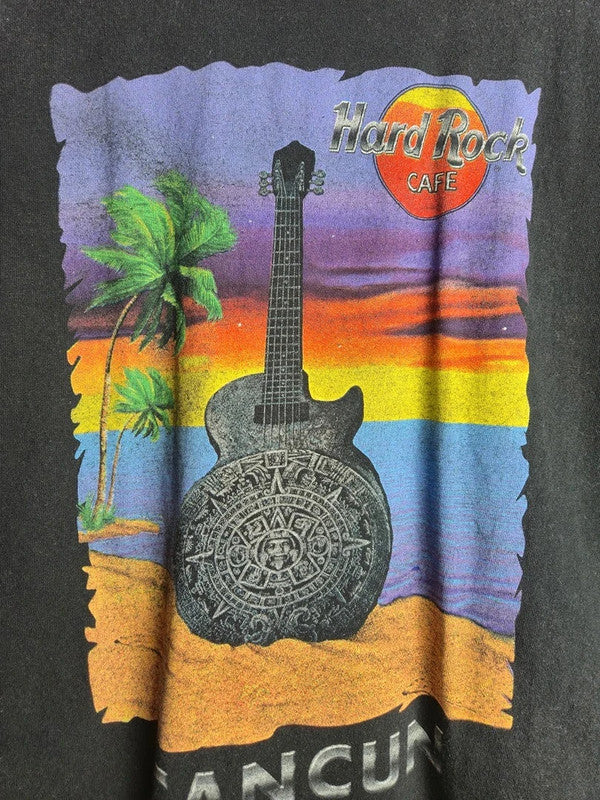T-shirt Hard Rock Cafe Cancun Vintage Noir Coton Taille L Look Retro