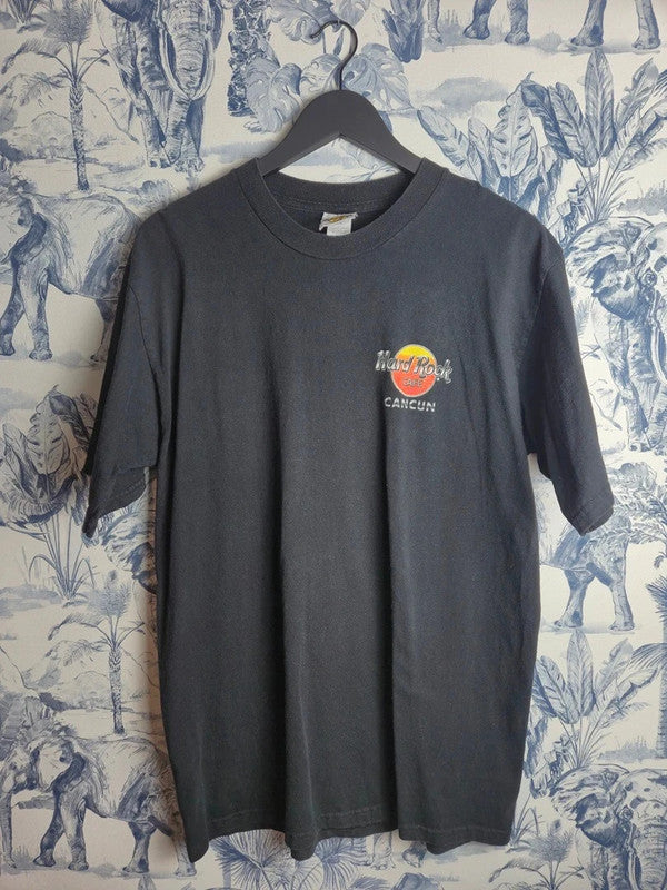 T-shirt Hard Rock Cafe Cancun Vintage Noir Coton Taille L Look Retro