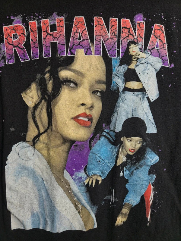 T-shirt Alstyle Rihanna Vintage Bootleg Graphic Tee Noir Taille S Look Streetwear