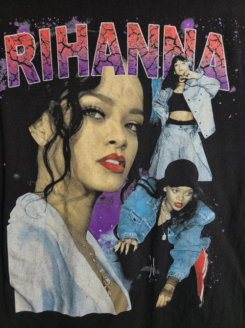 T-shirt Alstyle Rihanna Vintage Bootleg Graphic Tee Noir Taille S Look Streetwear