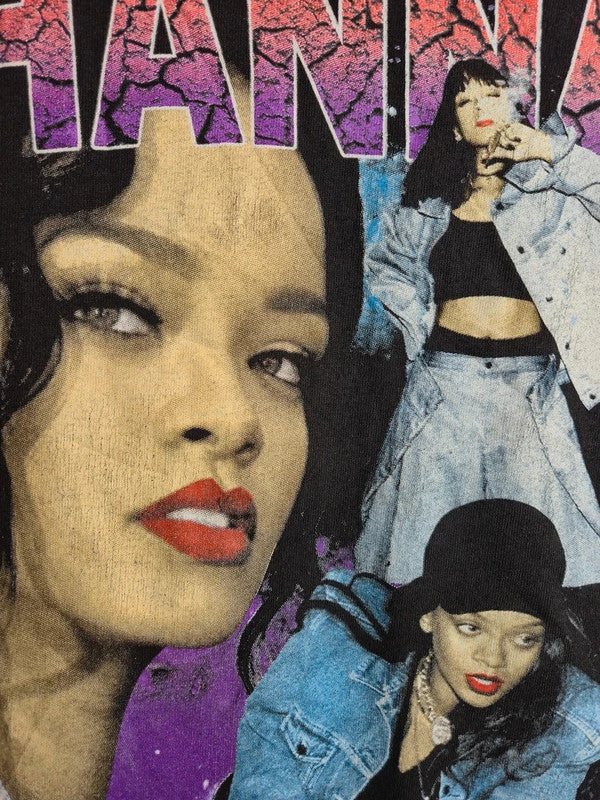 T-shirt Alstyle Rihanna Vintage Bootleg Graphic Tee Noir Taille S Look Streetwear