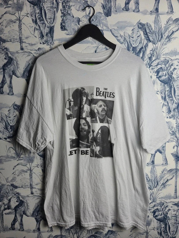 T-shirt The Beatles Let It Be Vintage Blanc Xxl Officiel Apple Corps
