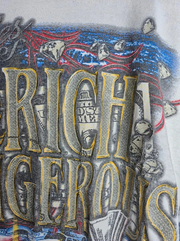 T-shirt Vintage Fuya The Rich and Dangerous Y2k Blanc Taille L