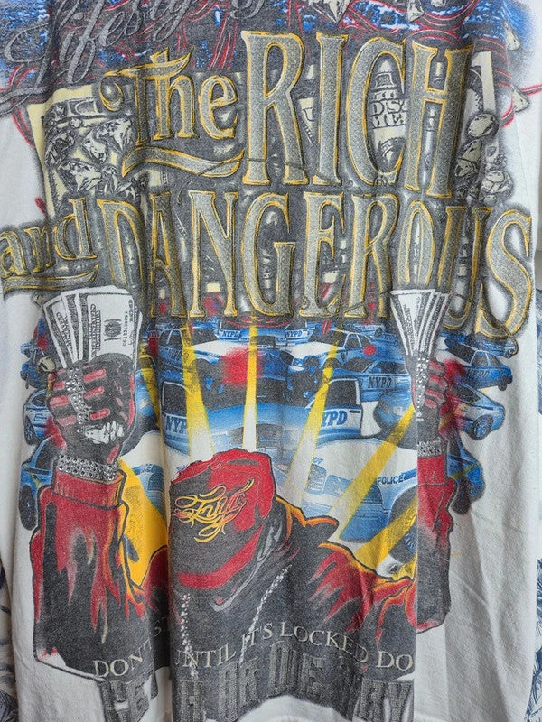 T-shirt Vintage Fuya The Rich and Dangerous Y2k Blanc Taille L