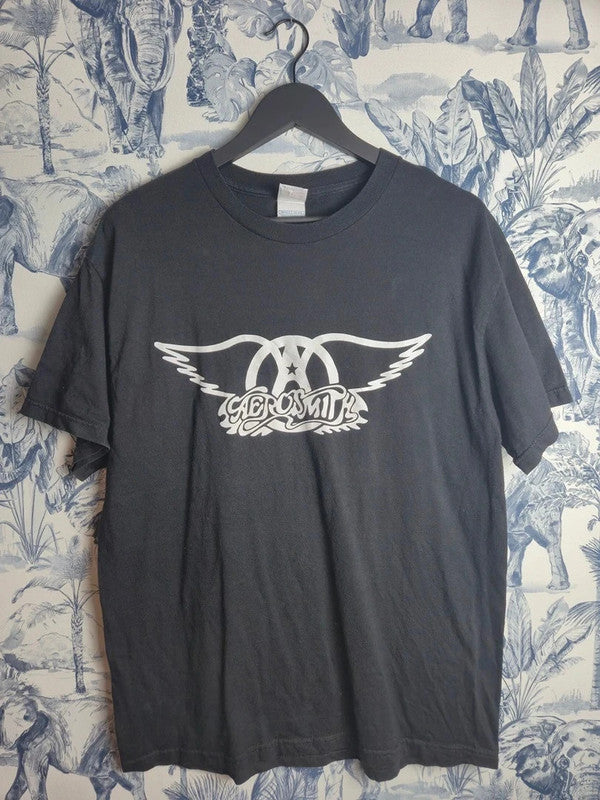 T-shirt vintage Tennessee River Aerosmith noir délavé L rock