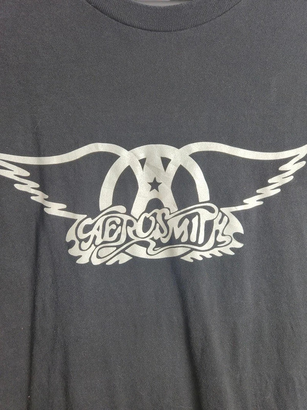 T-shirt vintage Tennessee River Aerosmith noir délavé L rock