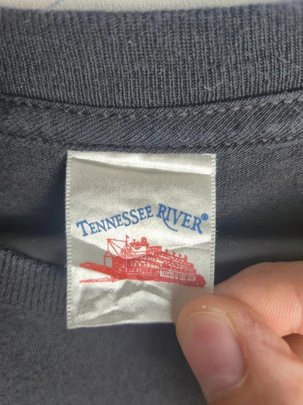 T-shirt vintage Tennessee River Aerosmith noir délavé L rock