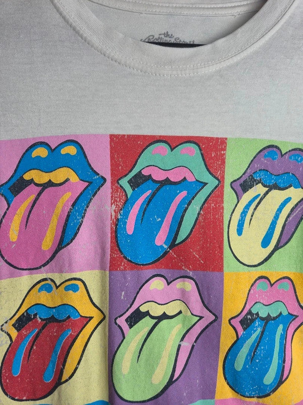 T-shirt blanc The Rolling Stones Pop Art Logo Langues '89 Taille M
